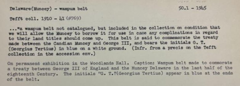 wampum-belt-statement Among the information about the belt at the American Museum of Natural History is this statement in which Jacob Dolson stated that Munsee people must have continued access to the belt.