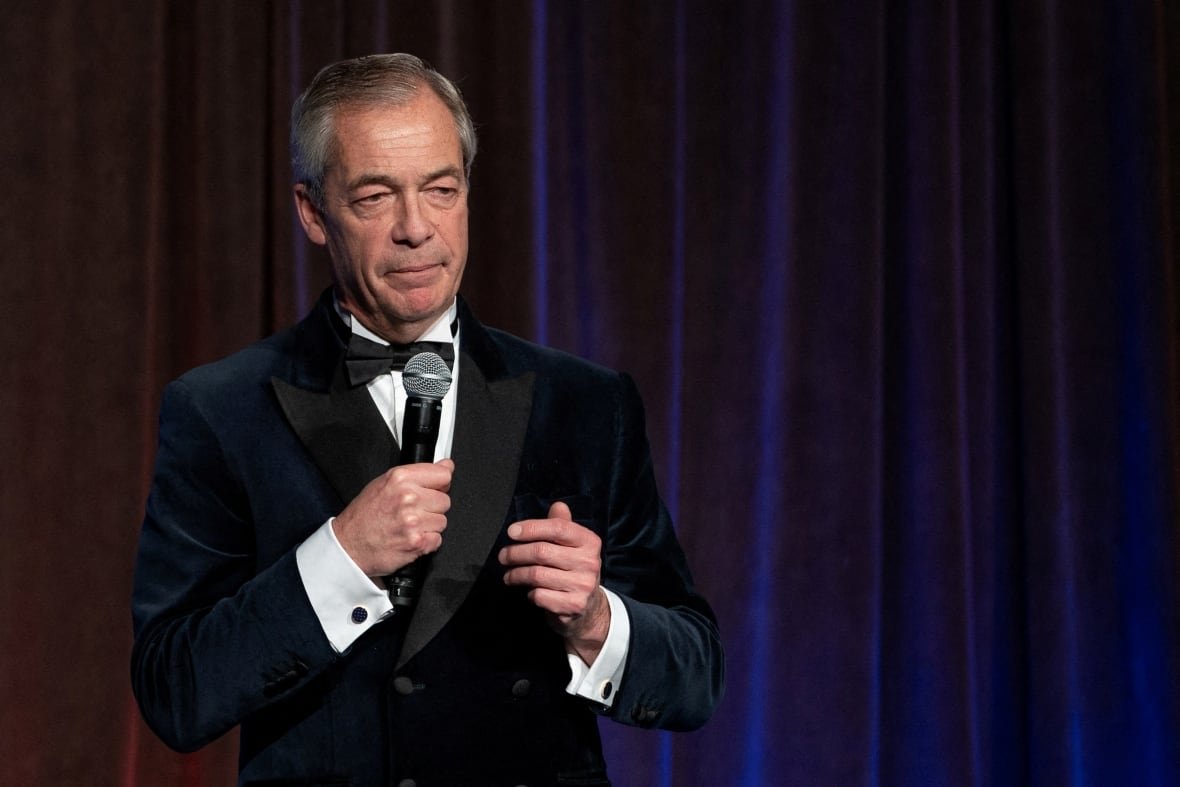 FILE PHOTO: British MP and leader of the Reform UK political party, Nigel Farage speaks at the New York Young Republican Club's Annual Gala at Cipriani Wall Street in New York City, U.S., December 15, 2024.