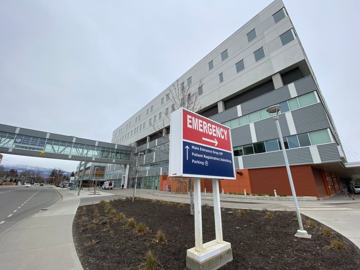 kelowna-general-hospital Kelowna General Hospital (KGH), wide view of exterior emergency directional signage. Taken on March 21, 2021