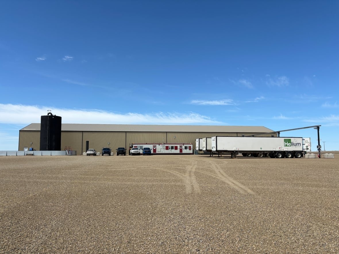 antelope-lake-helium-plant Large industrial building and trucks