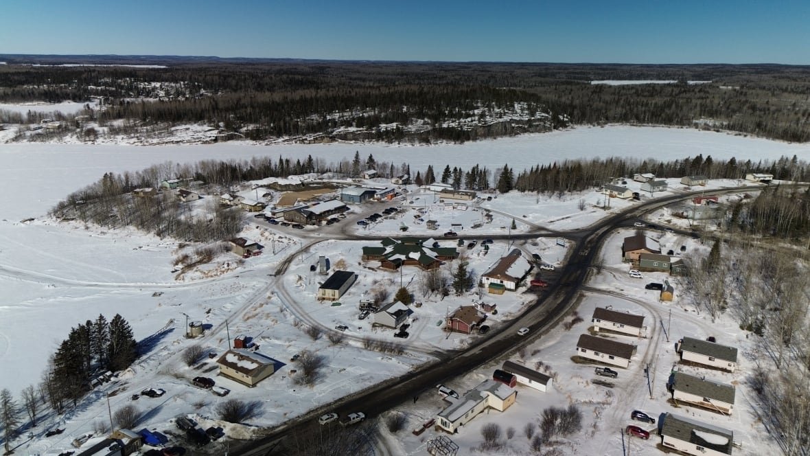 grassy-narrows-first-nation An aerial shot of a small community in the winter.