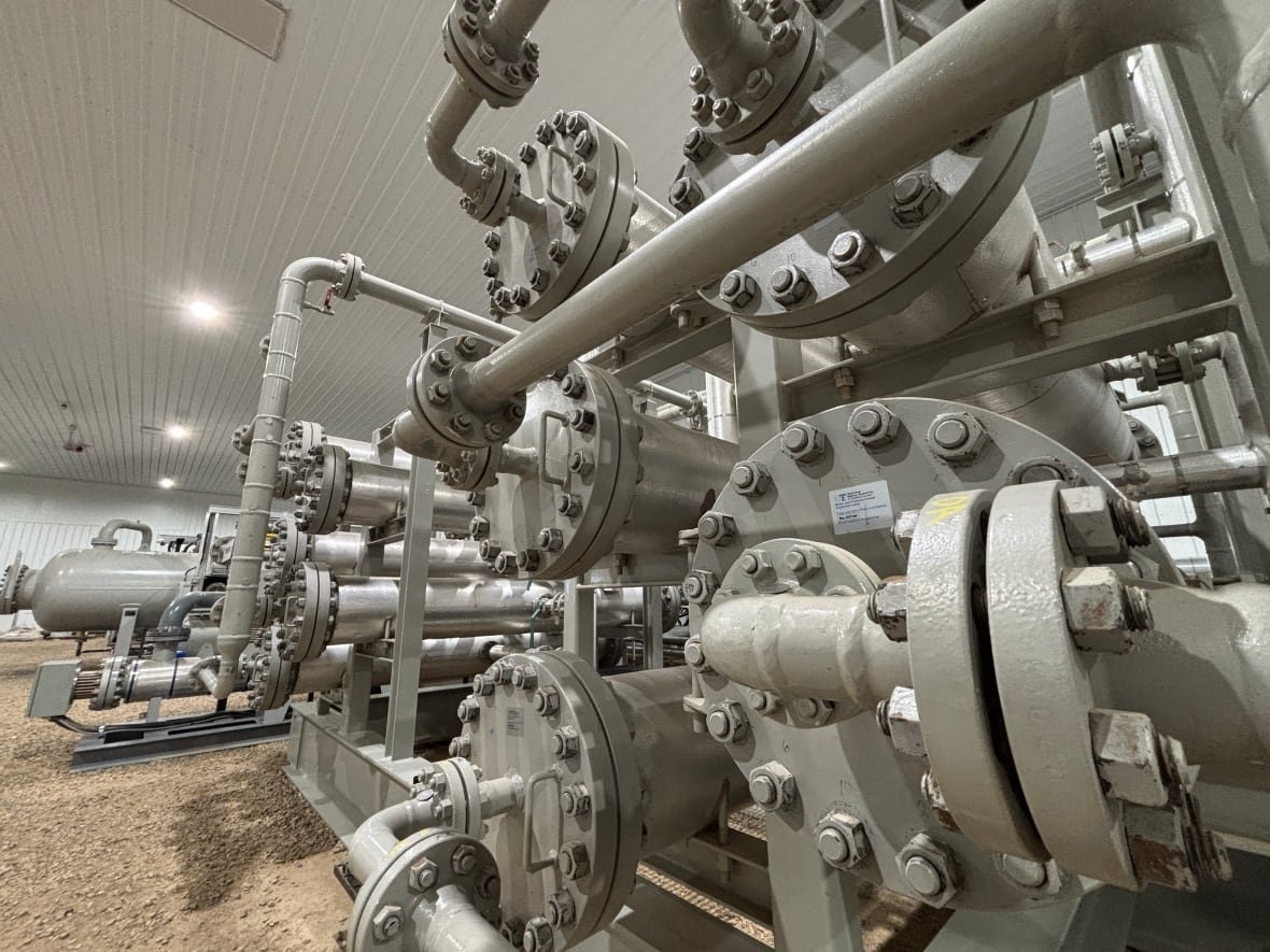 helium-plant pipes, vessels and valves inside the purification plant