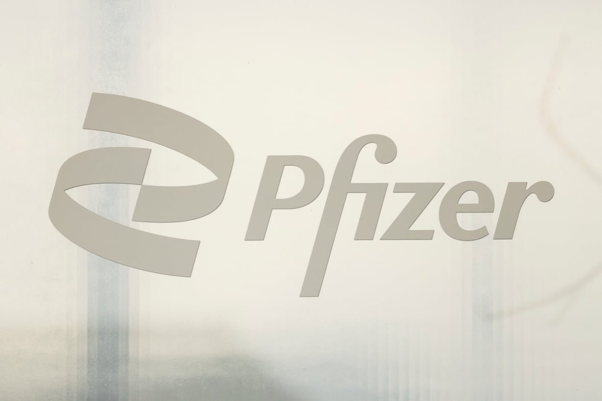 trump-tariffs A sign that says Pfizer is shown.