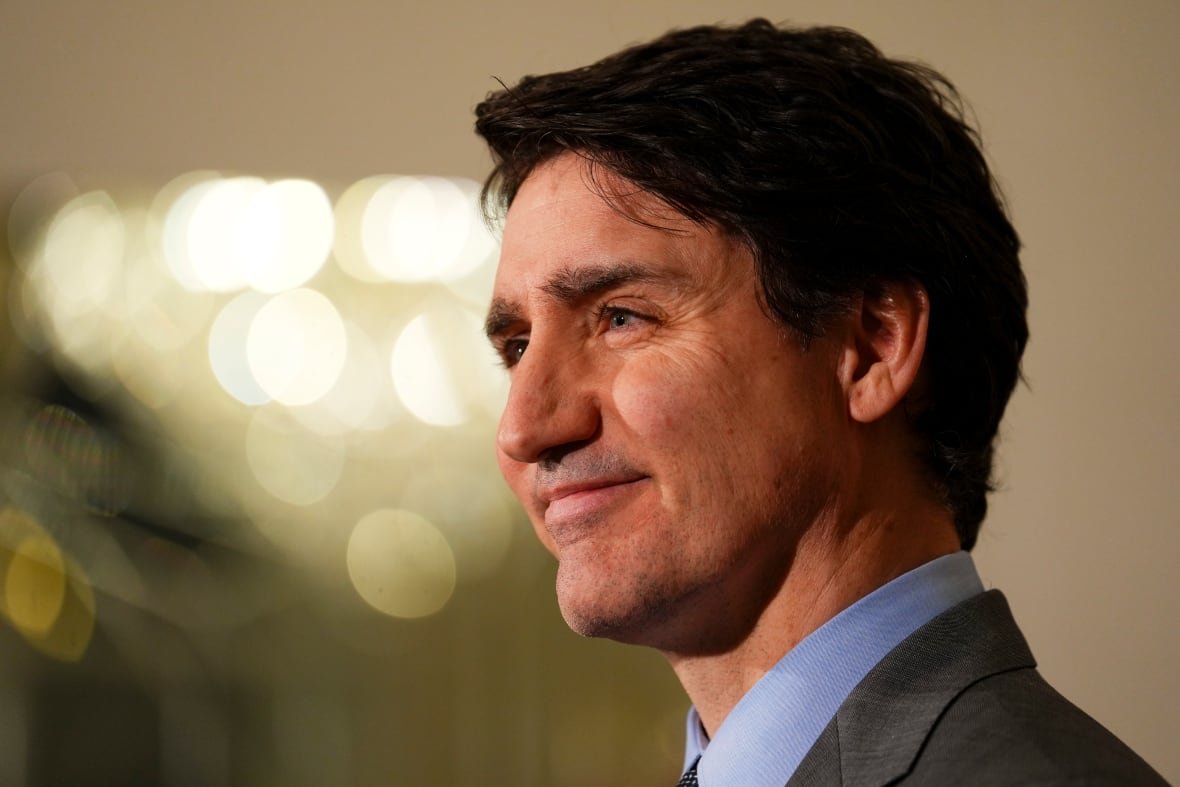 Prime Minister Justin Trudeau holds a press conference at Canada House in London on Sunday, March 2, 2025.