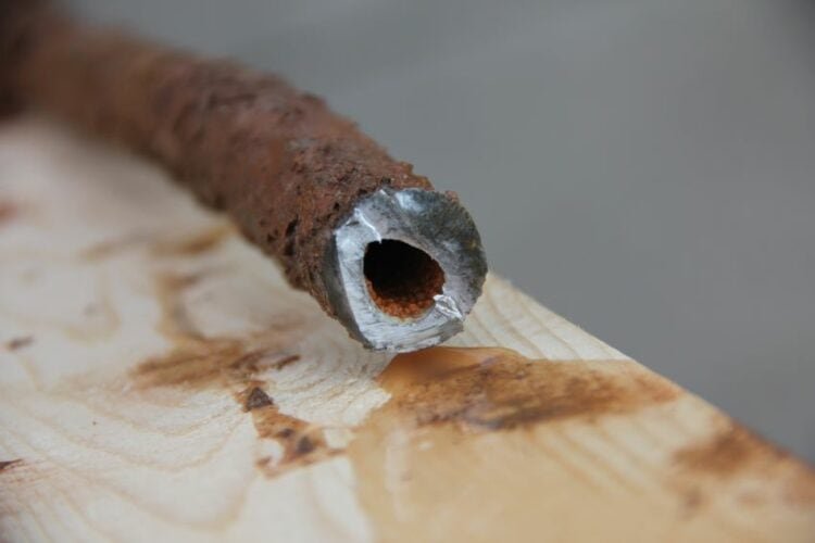 default-202 A close-up of a lead pipe.