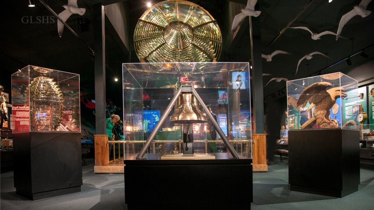 default-464 The bell recovered from the Edmund Fitzgerald is displayed at the museum in Whitefish Point.