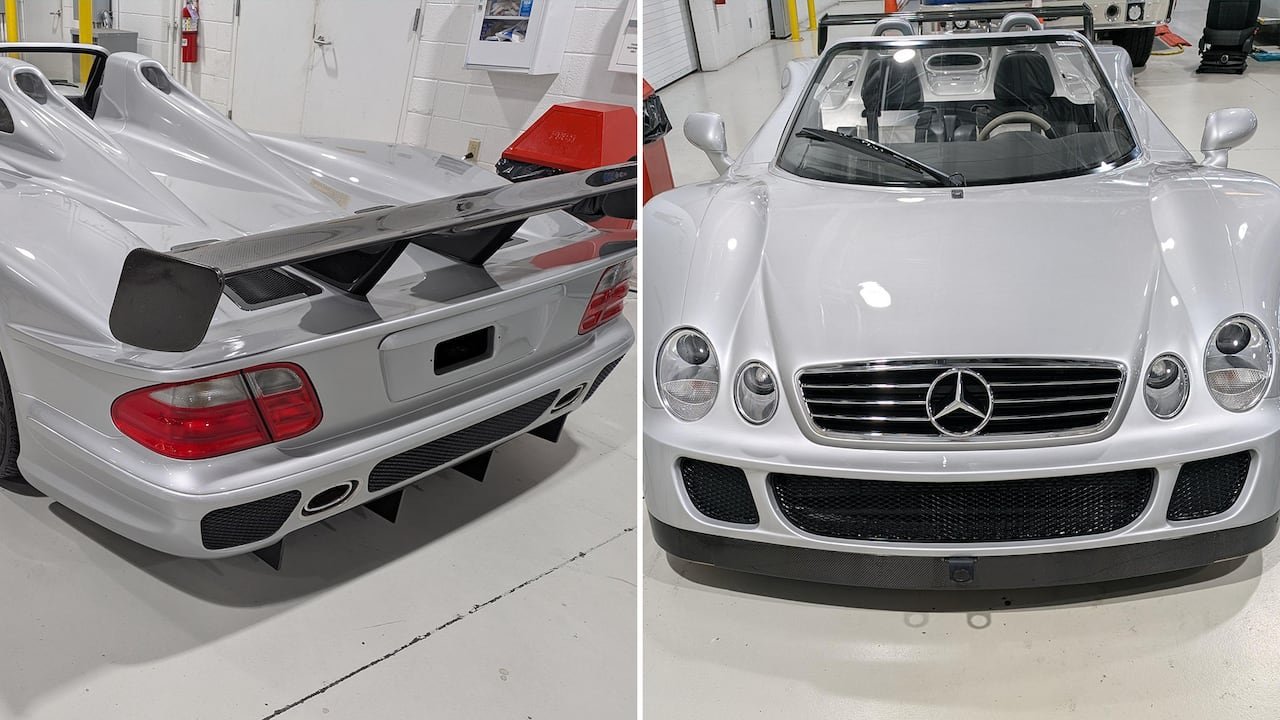 default-89 A silver Mercedes sports car captured from two angles