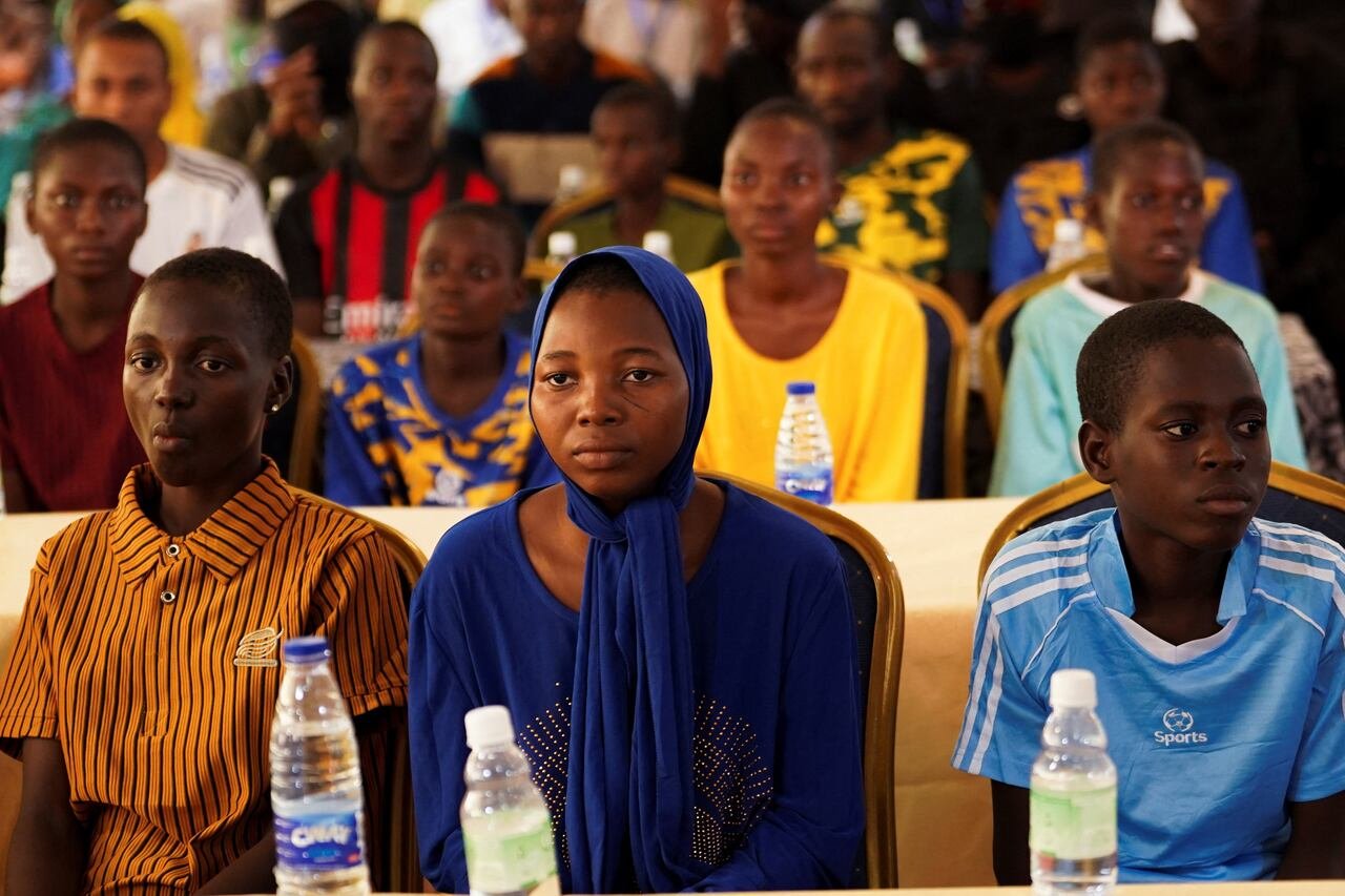 Freed students from St. Mary's School at the Niger State Government House